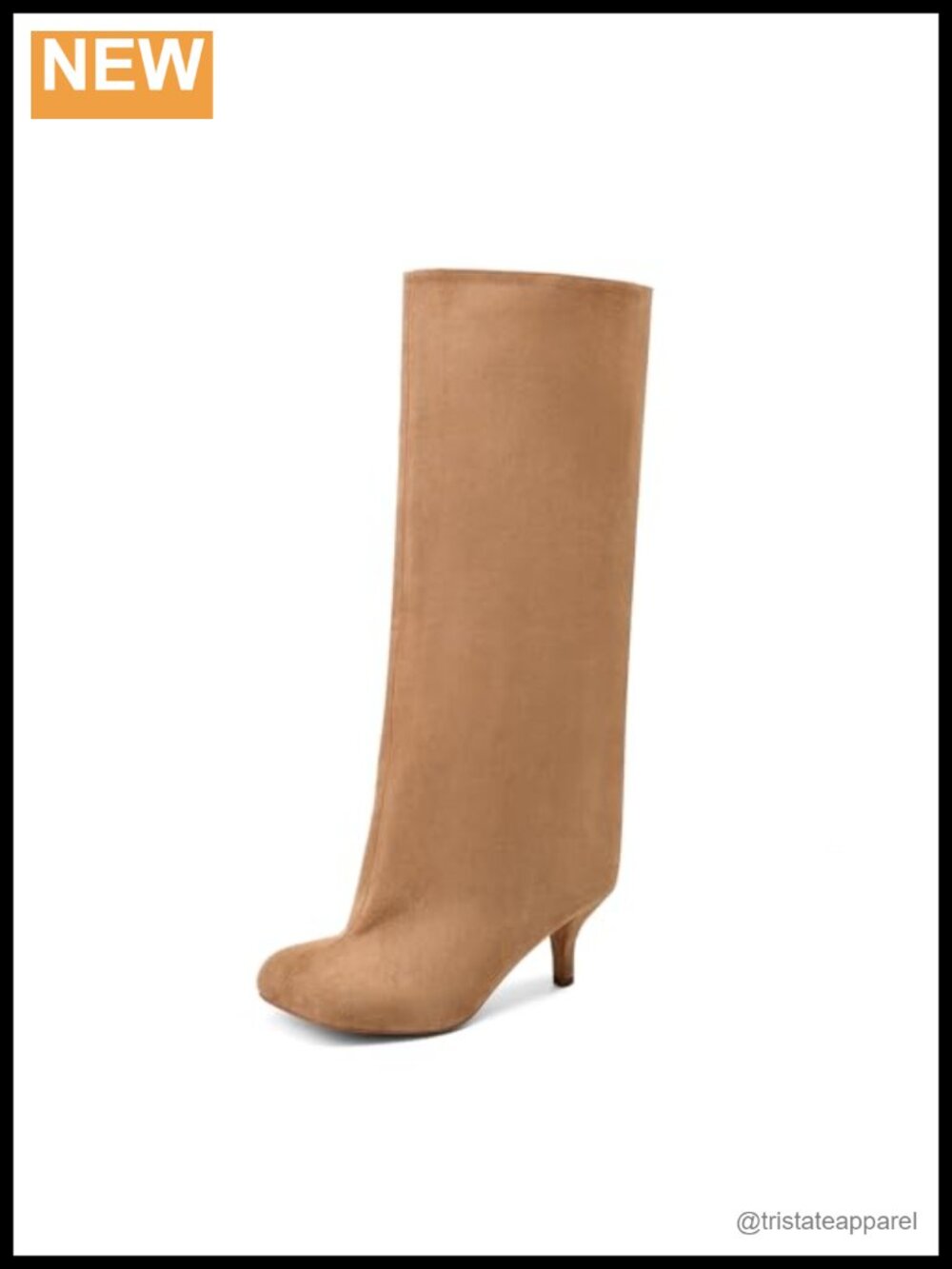 Knee High Suede Boots for Women Square Toe Stiletto Heel Wide Calf Pull On